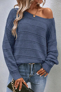 Boat Neck Dropped Shoulder Sweater