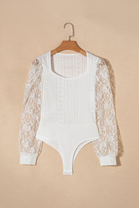 Eyelet Lace Long Sleeve Bodysuit