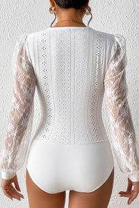 Eyelet Lace Long Sleeve Bodysuit