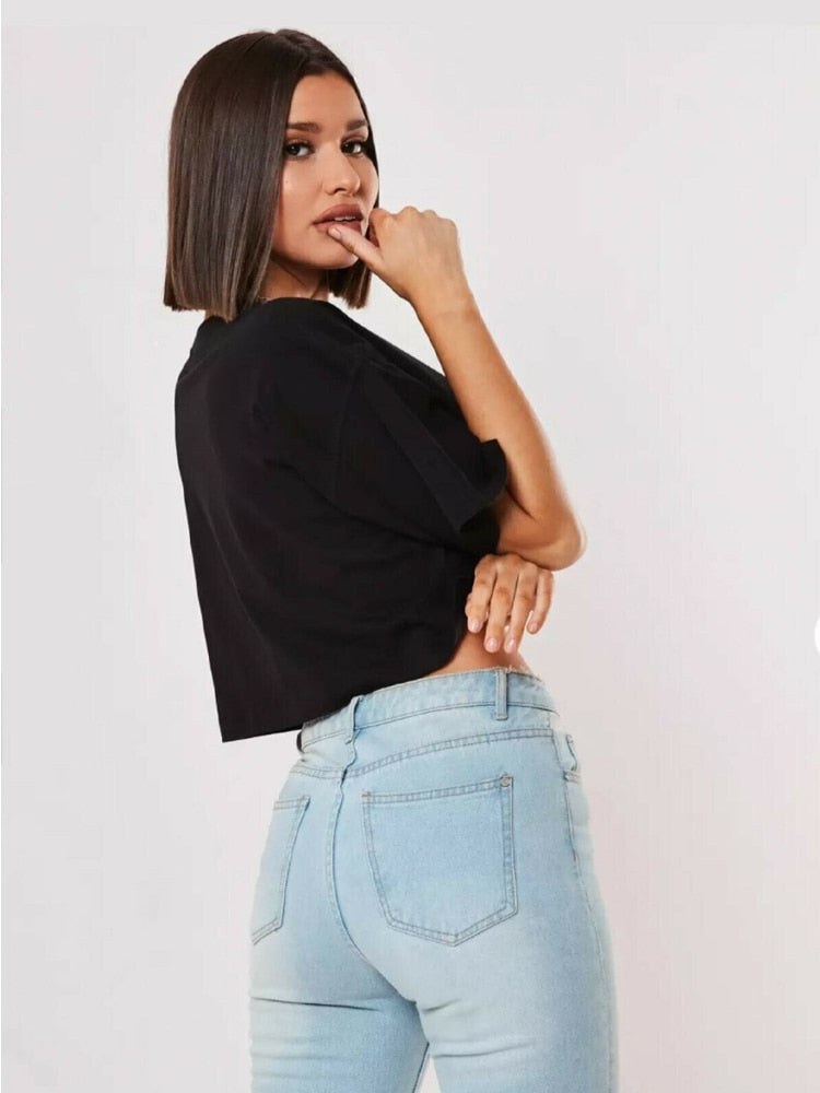 Oversized Mid Sleeve Crop Top