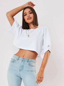 Oversized Mid Sleeve Crop Top