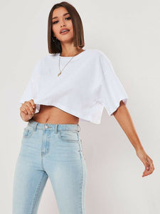 Oversized Mid Sleeve Crop Top