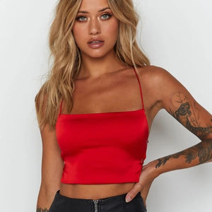 Backless Satin Crop Top - Malibu Thrifts