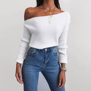 One Shoulder Cropped Sweaters - Malibu Thrifts