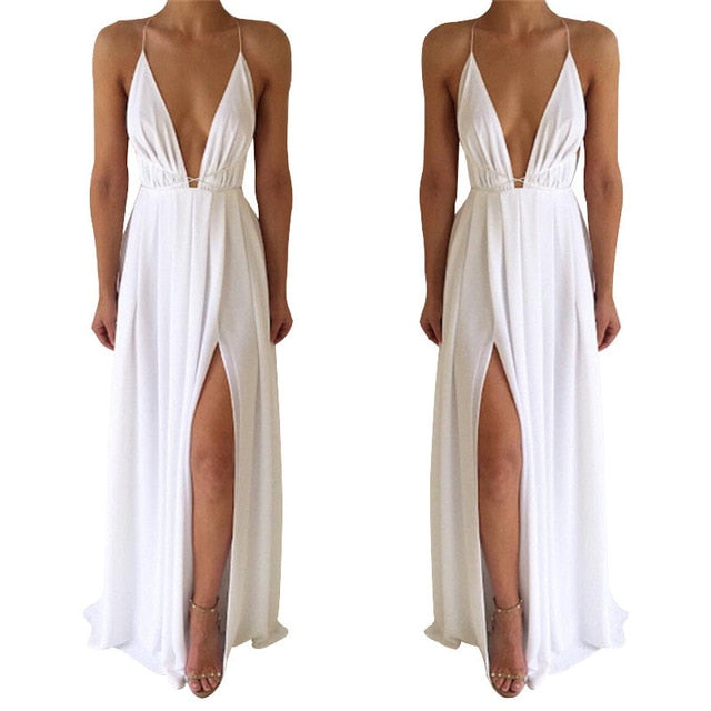 Backless Summer Maxi Dress - Malibu Thrifts