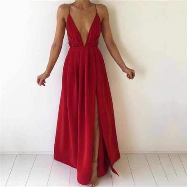 Backless Summer Maxi Dress - Malibu Thrifts