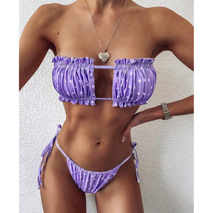 Ruffle Bandeau Bikini Set - Malibu Thrifts