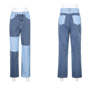 Patchwork Straight Jeans - Malibu Thrifts