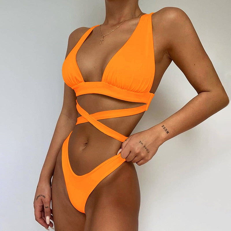 Cross Bandage Suit Set