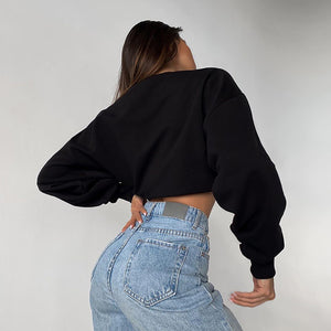 Long Sleeve Crop Top Sweatshirt