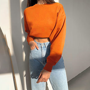 Long Sleeve Crop Top Sweatshirt