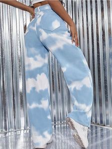 Tie-Dye Cloud Printed Jeans