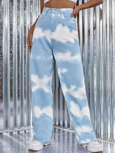 Tie-Dye Cloud Printed Jeans